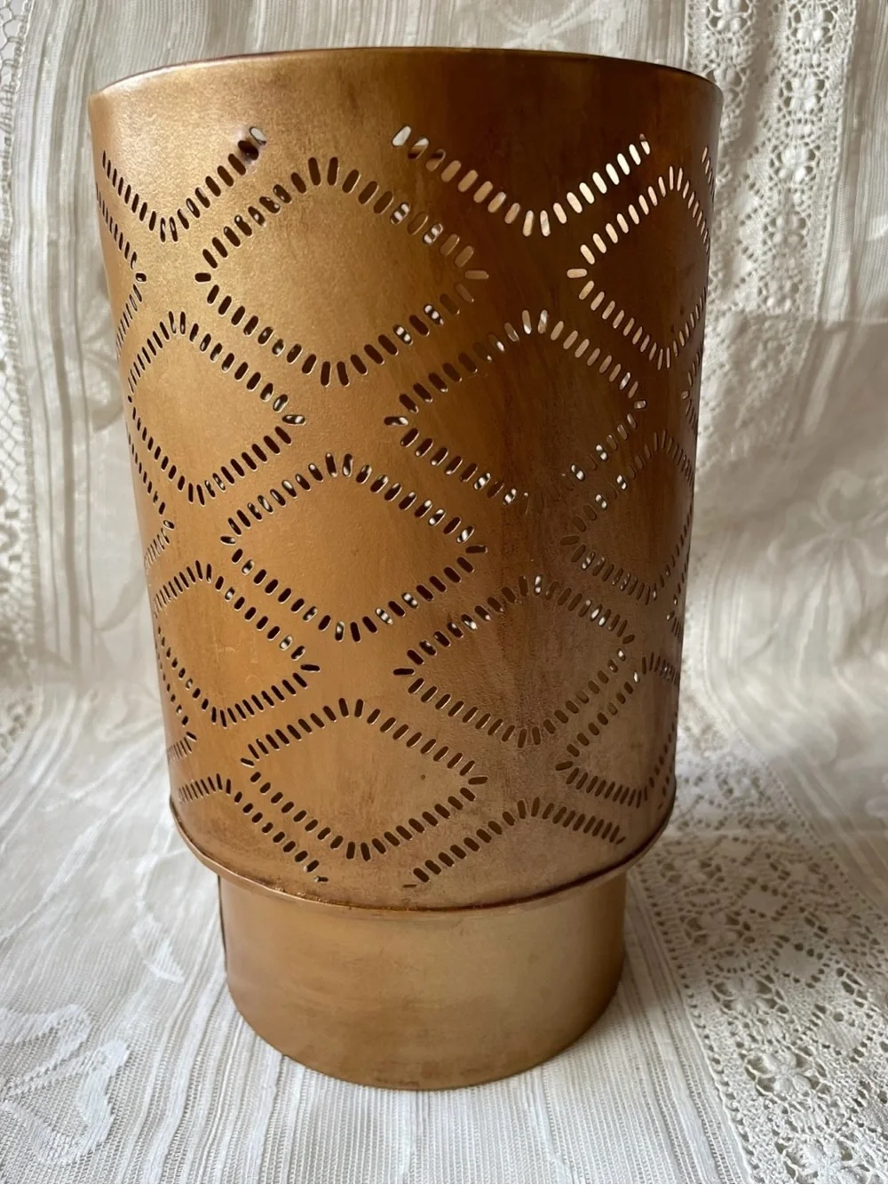 Foreside Home & Garden Jerome Pierced Brass Candle Holder 10